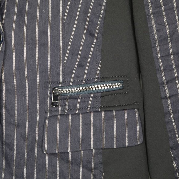Marc Cain Linen Blend Striped Blazer Lightweight Jacket Navy Black Stretch - Picture 8 of 11